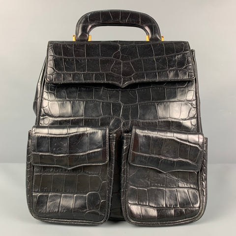 Vintage ANDREA PFISTER Black Alligator Leather Backpack