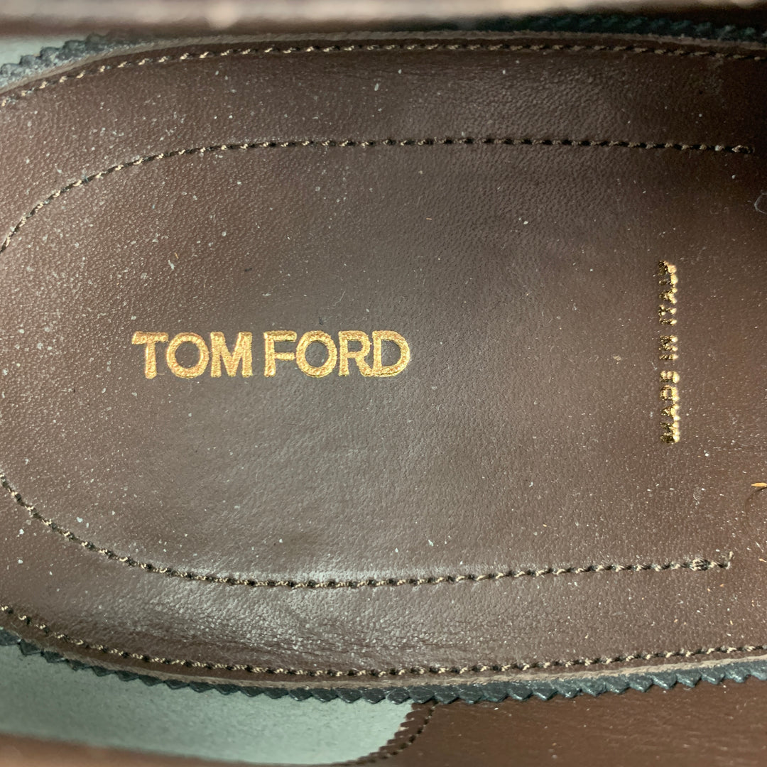 TOM FORD Edgar Size 10 Brown Antique Leather Monk Strap Loafers