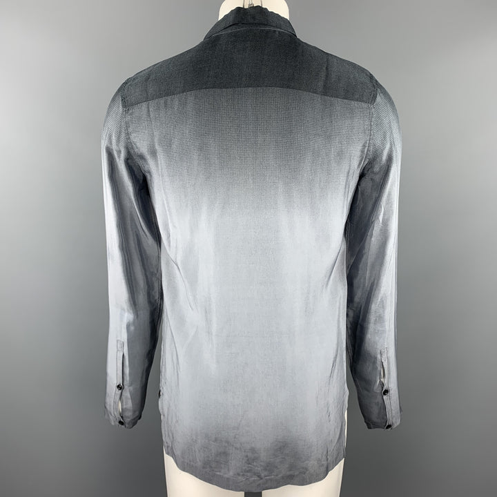 EMPORIO ARMANI Camisa Manga Larga Botones Ocultos Cupro Gris Ombre Talla M