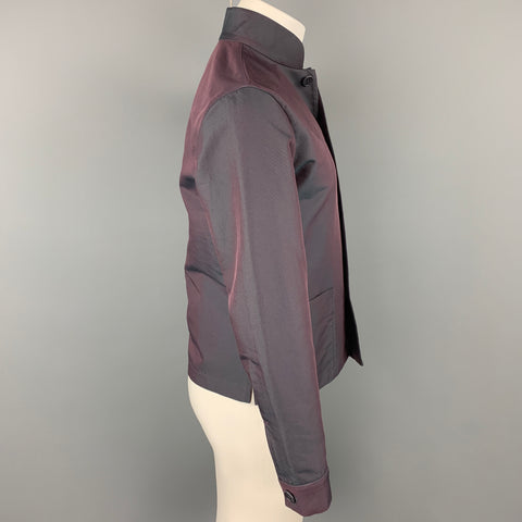SHANGHAI TANG Size 40 Eggplant Iridescent Nehru Collar Jacket