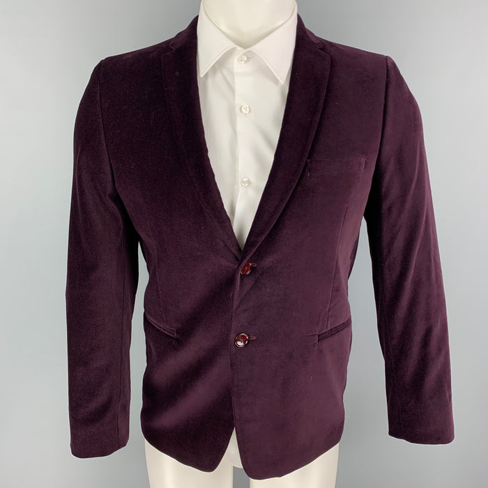 MICHAEL KORS Size 36 Purple Velvet Cotton Sport Coat