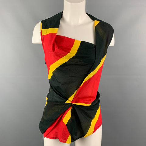 VIVIENNE WESTWOOD ANGLOMANIA Size 6 Black & Red Color Block Cotton Blouse