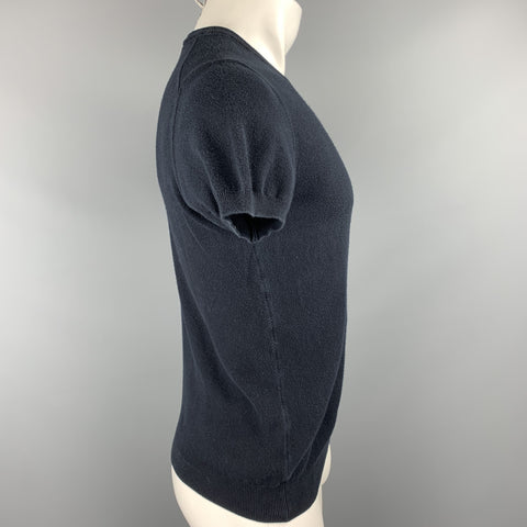 GIORGIO ARMANI Size S Black Ribbed Cotton Crew-Neck Pullover