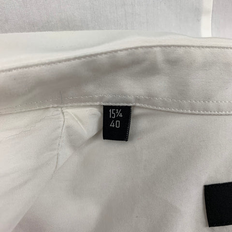 GIVENCHY Size M White Black Print Cotton Hidden Placket Long Sleeve Shirt