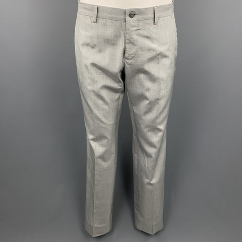 DOLCE & GABBANA Size 38 Regular Light Grey Silk Peak Lapel Suit