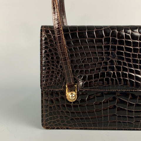 Vintage SACHA Brown Textured Alligator Leather Handbag