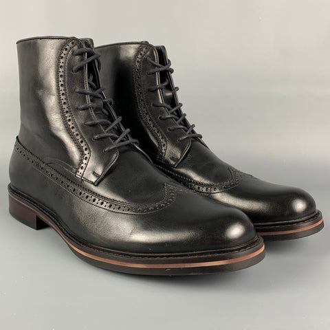 ENGLISH LAUNDRY Taille 12 Bottines en cuir à bout d'aile noir