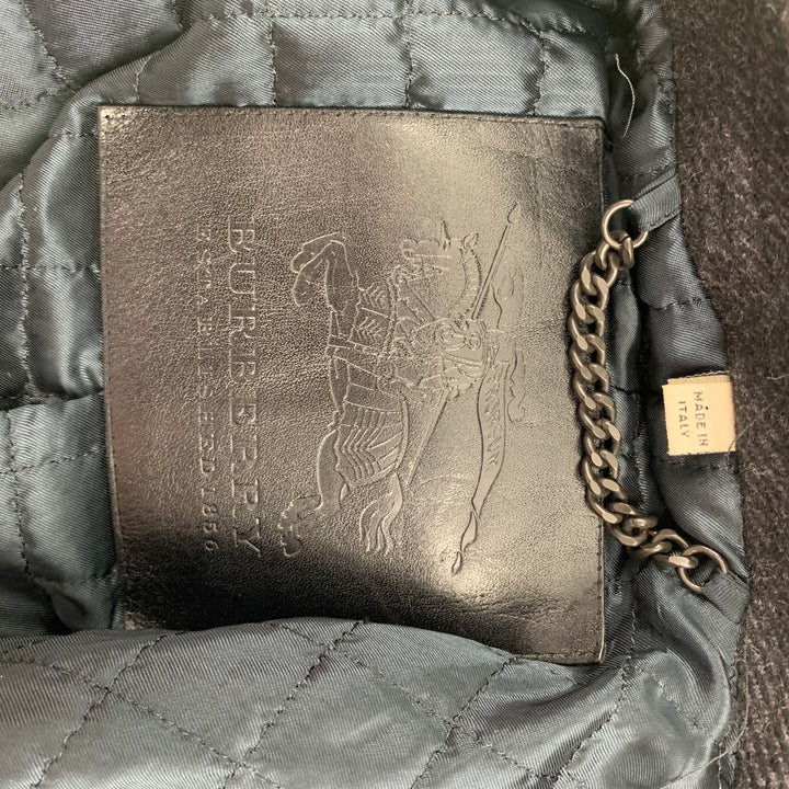 BURBERRY Size 38 Charcoal Grey Virgin Wool Peacoat