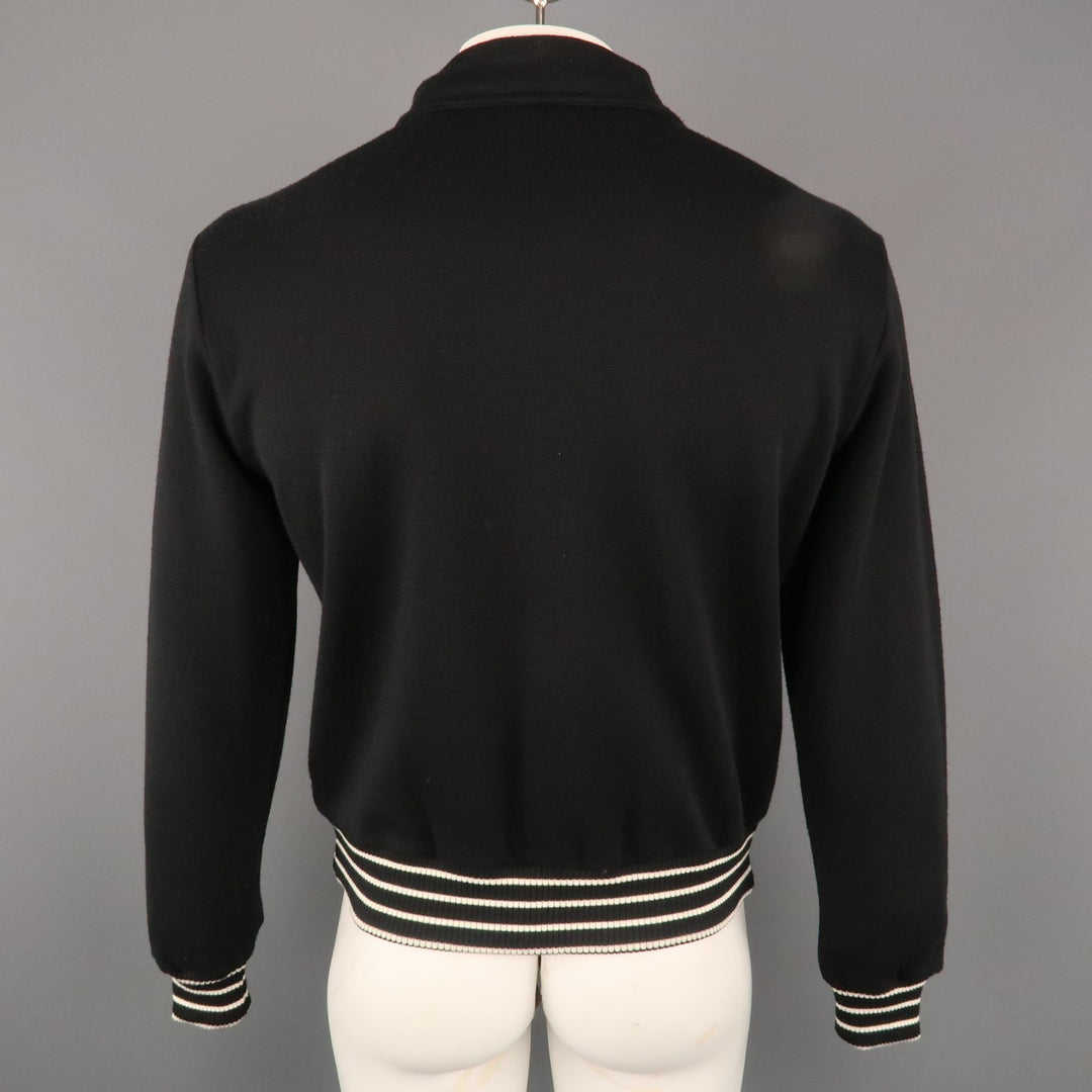 ARMANI COLLEZIONI Size L Black Solid Wool Blend Zip Up Jacket