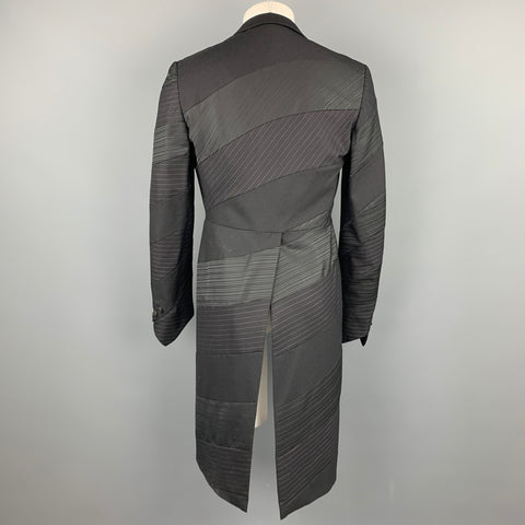 COMME des GARCONS HOMME PLUS Size M Black Mixed Fabrics Peak Lapel Tails Coat