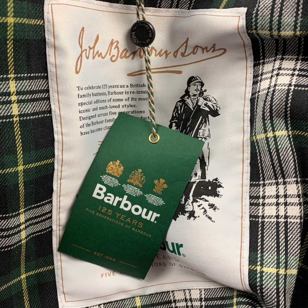 BARBOUR Size M Olive Waxed Canvas Double Breasted Coat
