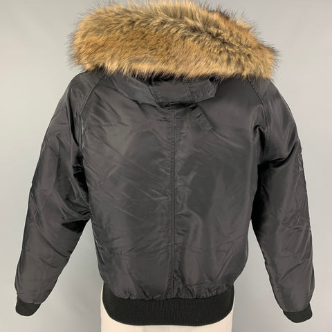 THE KOOPLES Size L Black Polyamide Hooded Jacket