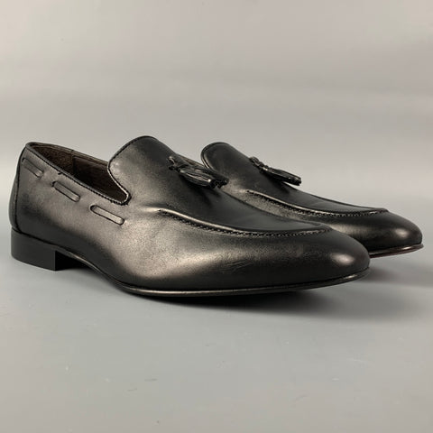 WALL+WATER Size 7.5 Black Leather Slip On Tassel Loafers