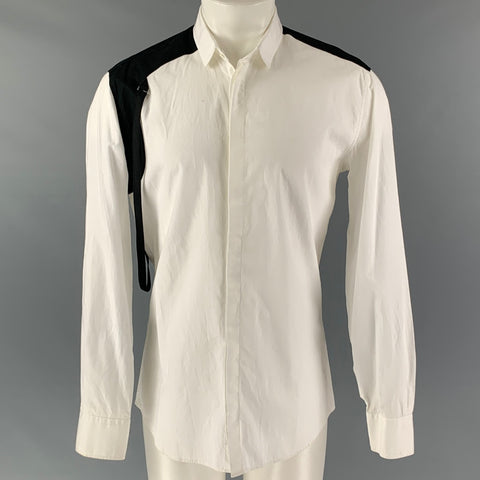 NEIL BARRETT Size M Black & White Color Block Cotton Long Sleeve Shirt