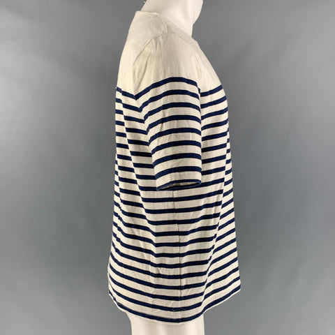 RRL par RALPH LAUREN Taille M T-shirt nautique en coton à rayures marine crème