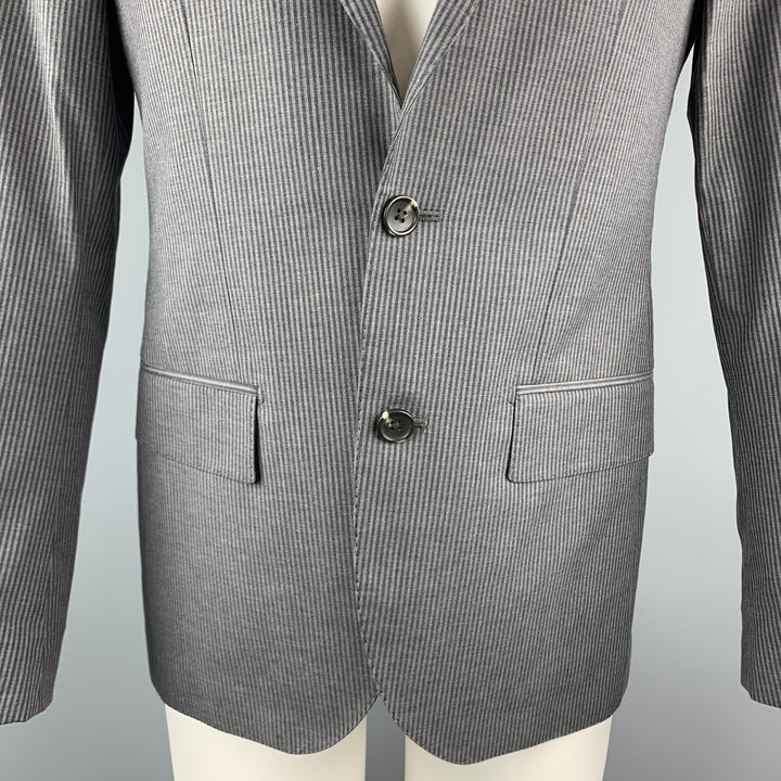 CLUB MONACO Size 38 Grey Stripe Regular Cotton Notch Lapel Sport Coat
