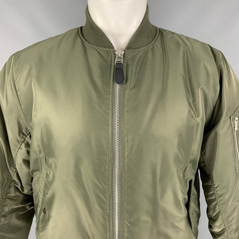 COMME des GARCONS x STUSSY Taille S Olive Green Nylon Graphic 40th Anniversary Bomber Jacket