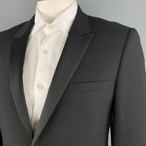 SANDRO Size 44 Black Wool Satin Peak Lapel Tuexo Sport Coat