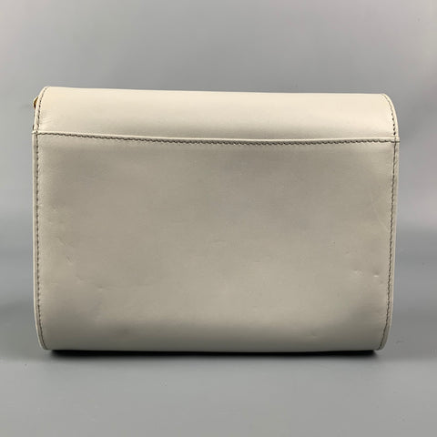 Vintage SALVATORE FERRAGAMO Light Gray Leather Gold Strap Handbag