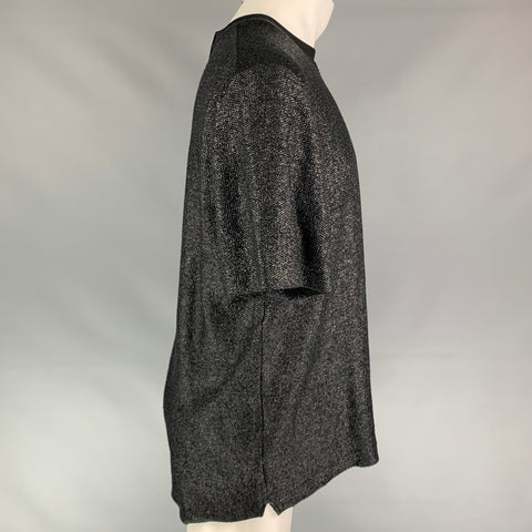 ALEXANDER WANG Size M Black Textured Cotton / Polyamide Crew-Neck T-shirt