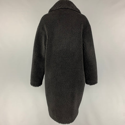 STAND STUDIO Taille XS Noir Acrylique Polyester Fausse Fourrure Camille Cocoon Coat