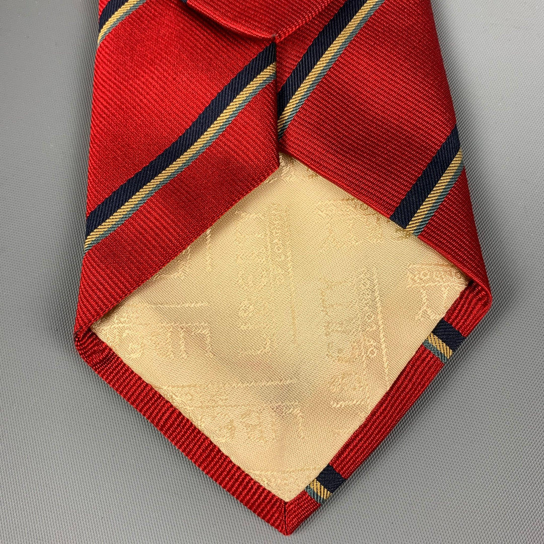 LIBERTY OF LONDON Red Navy Diagonal Stripe Twill Tie
