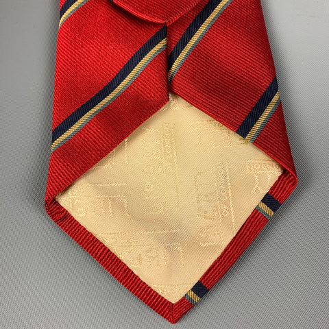 LIBERTY OF LONDON Red Navy Diagonal Stripe Twill Tie