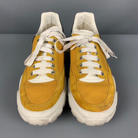 ALEXANDER MCQUEEN Size 11 Yellow Grey Color Block Nylon Sneakers