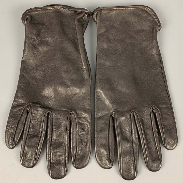 JIL SANDER Size L Brown Solid Leather Gloves