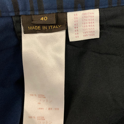 LOUIS VUITTON Size 32 Blue Black Stripe Cotton Pleated Shorts