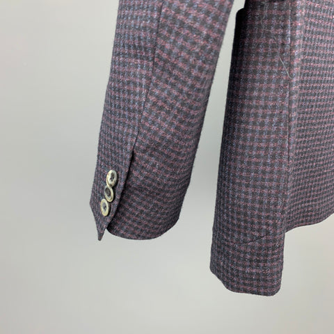 TOMBOLINI Size 36 Purple & Black Wool Notch Lapel Sport Coat