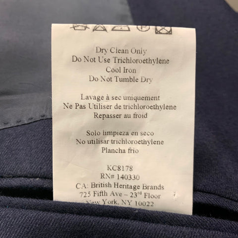 KENT CURWEN Size 46 Navy Solid Wool Notch Lapel Sport Coat