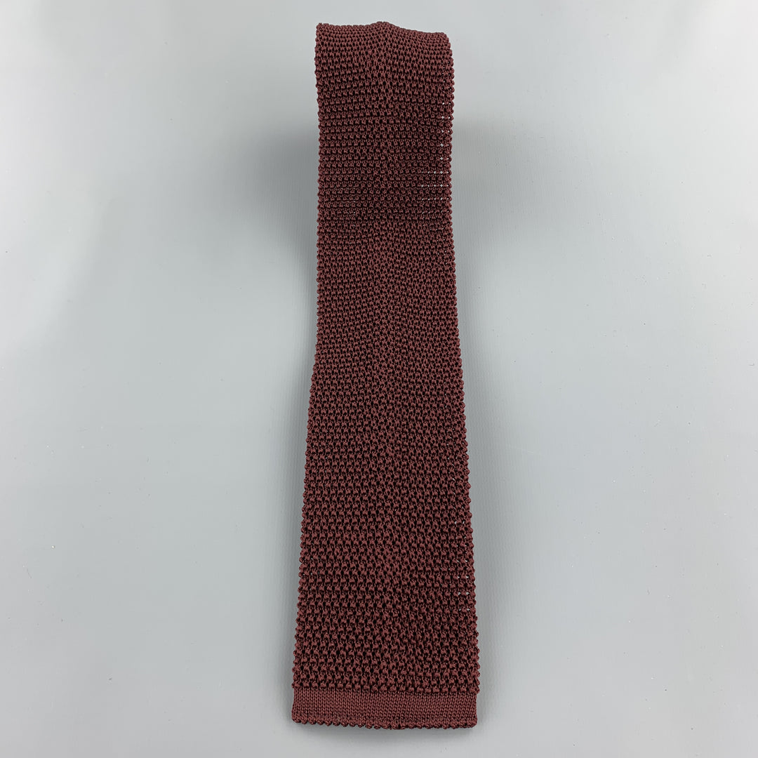 BUDD Burgundy Silk Textured Knit Tie
