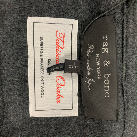RAG & BONE Size L Charcoal Wool Button Up Long Sleeve Shirt