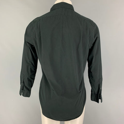POLO by RALPH LAUREN Size S Black Pleated Cotton Button Up Long Sleeve Shirt