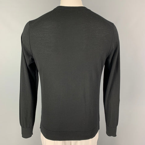 DOLCE &amp; GABBANA Taille M Pull à col rond en cachemire appliqué noir