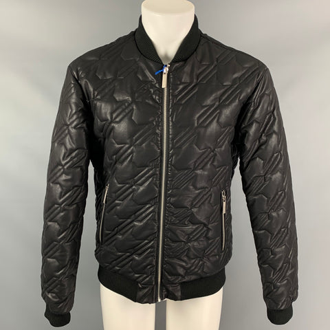 VERSACE JEANS Size 38 Black Quilted Viscose Blend Zip Up Bomber Jacket