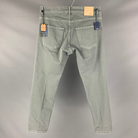 ENTRE AMIS Size 32 Grey Cotton Spandex Button Fly Jeans