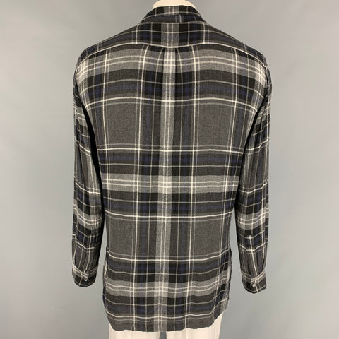 PUBLIC SCHOOL Size L Charcoal Light Grey Plaid Long Sleeve Shirt