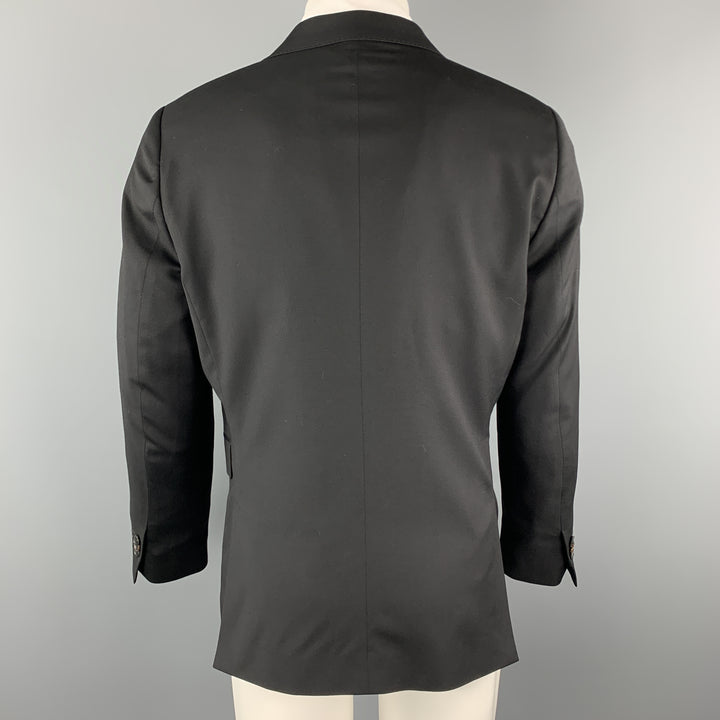 PAUL SMITH Size 42 Short Solid Black Wool Notch Lapel Sport Coat