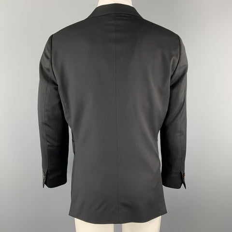 PAUL SMITH Taille 42 Manteau de sport court à revers cranté en laine noire unie