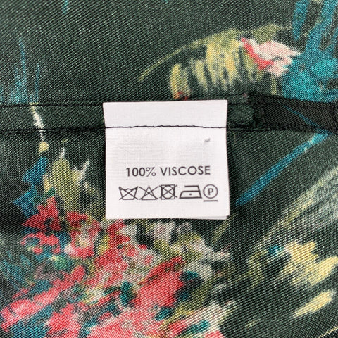 DRIES VAN NOTEN S/S 20 Size S Black & Red Print Viscose Camp Short Sleeve Shirt