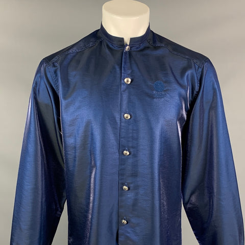 Vintage VERSACE CLASSIC Size S Blue Iridescent Polyester / Polyamide Long Sleeve Shirt