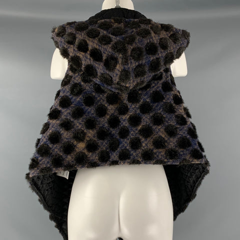 THAKOON Size S Brown Purple Wool Blend Hooded Vest