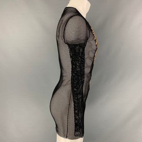 FAITH CONNEXION Size S Black Mesh Polyamide Crew-Neck Pullover