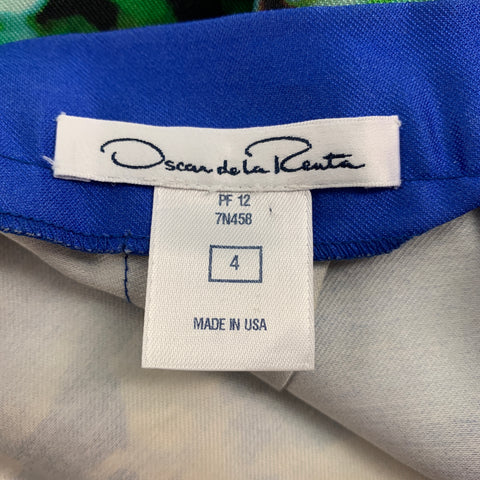 OSCAR DE LA RENTA 2012 Taille 4 Jupe abstraite en soie / coton multicolore