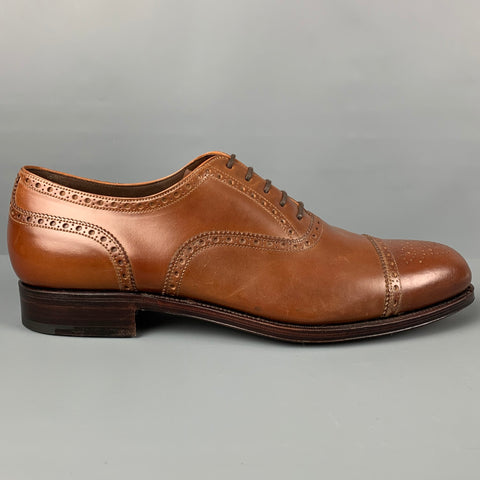 CARMINA Size 11.5 Tan Perforated Leather Cap Toe Lace Up Shoes