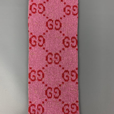 GUCCI Pink Red Monogram Cotton Blend Socks