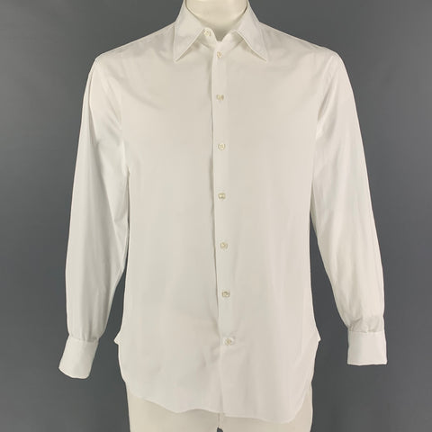 GIORGIO ARMANI Size M White Cotton Button Up Long Sleeve Shirt