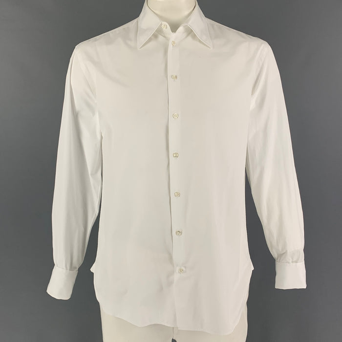 GIORGIO ARMANI Camisa de manga larga con botones de algodón blanco talla M
